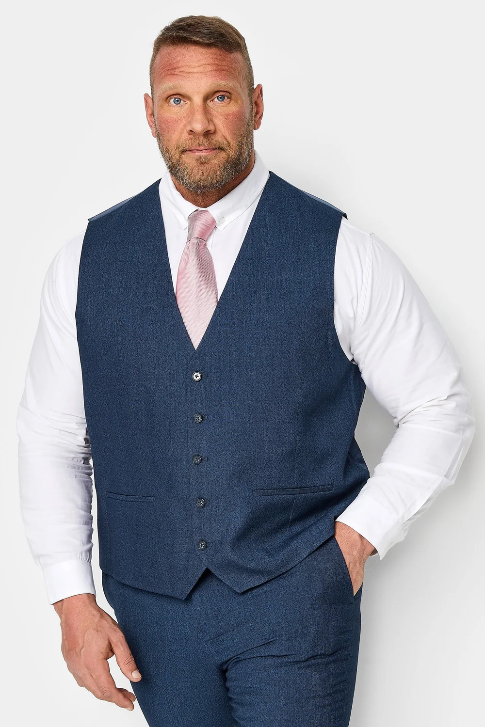 BadRhino Blue Textured Suit Waistcoat - 52 Image 3