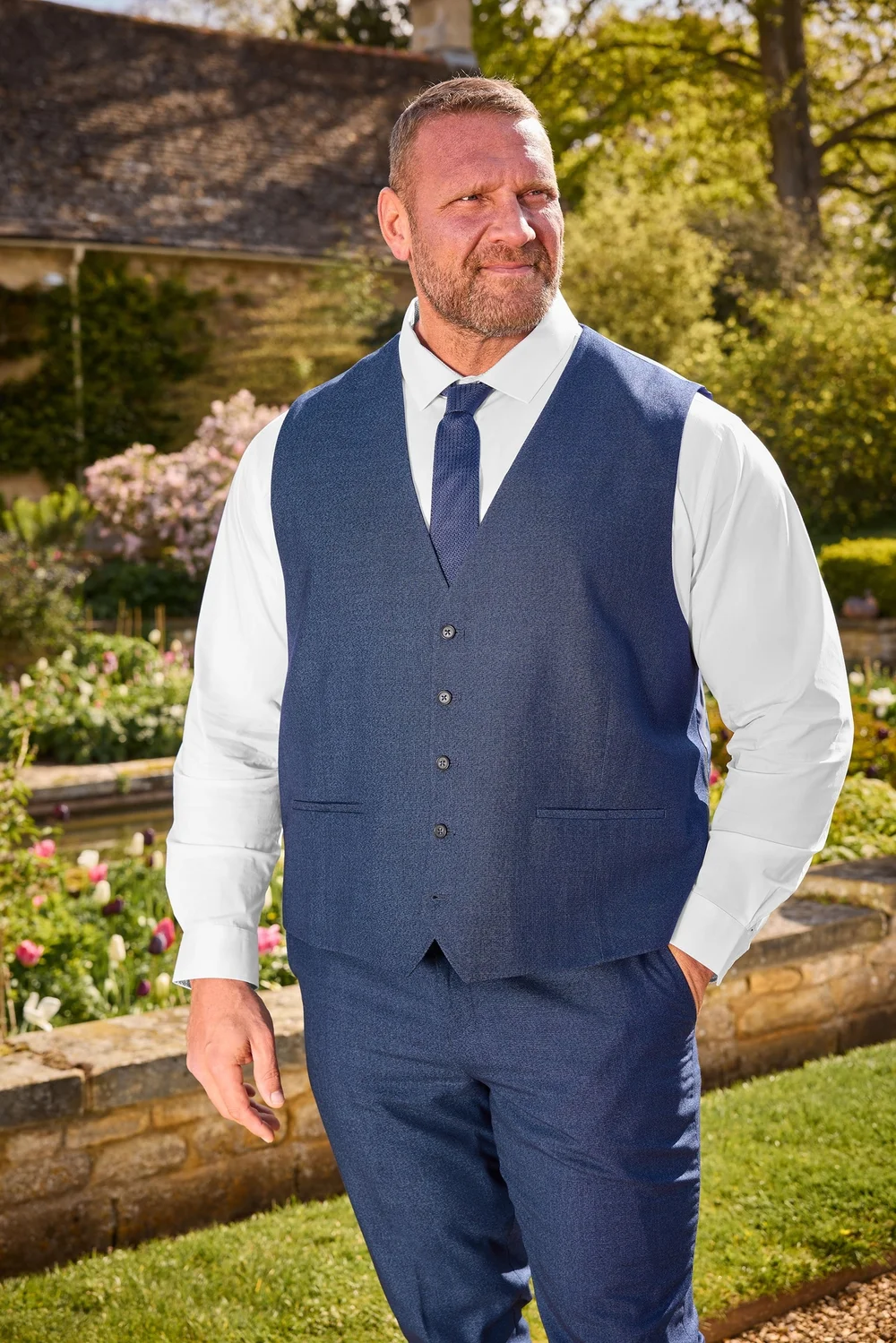 BadRhino Blue Textured Suit Waistcoat - 52 Image 1
