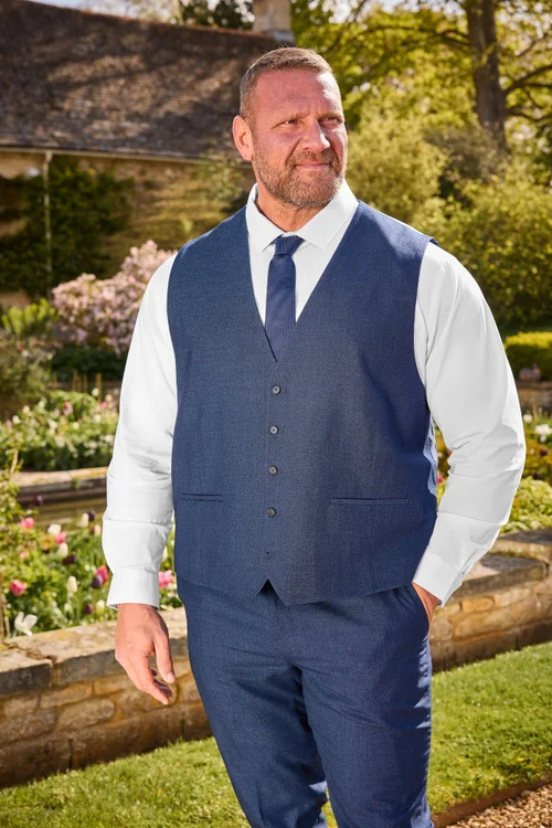 BadRhino Blue Textured Suit Waistcoat - 52 Image 1