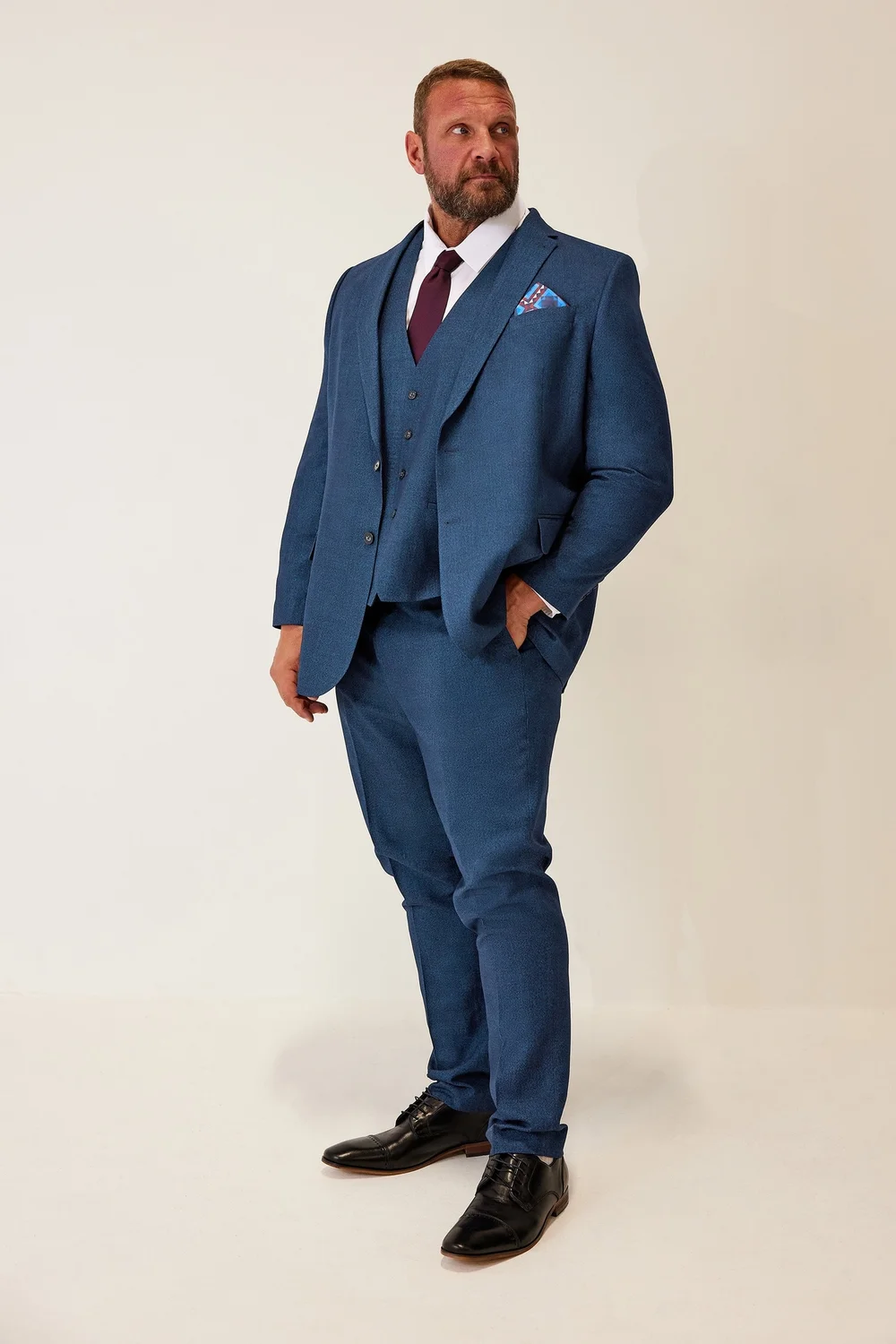 BadRhino Blue Textured Suit Waistcoat - 52 Image 2