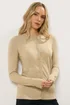 Long Tall Sally Neutral Brown Crew Neck Button Cardigan - 18-20 Image 2