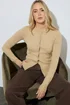 Long Tall Sally Neutral Brown Crew Neck Button Cardigan - 18-20 Image 1
