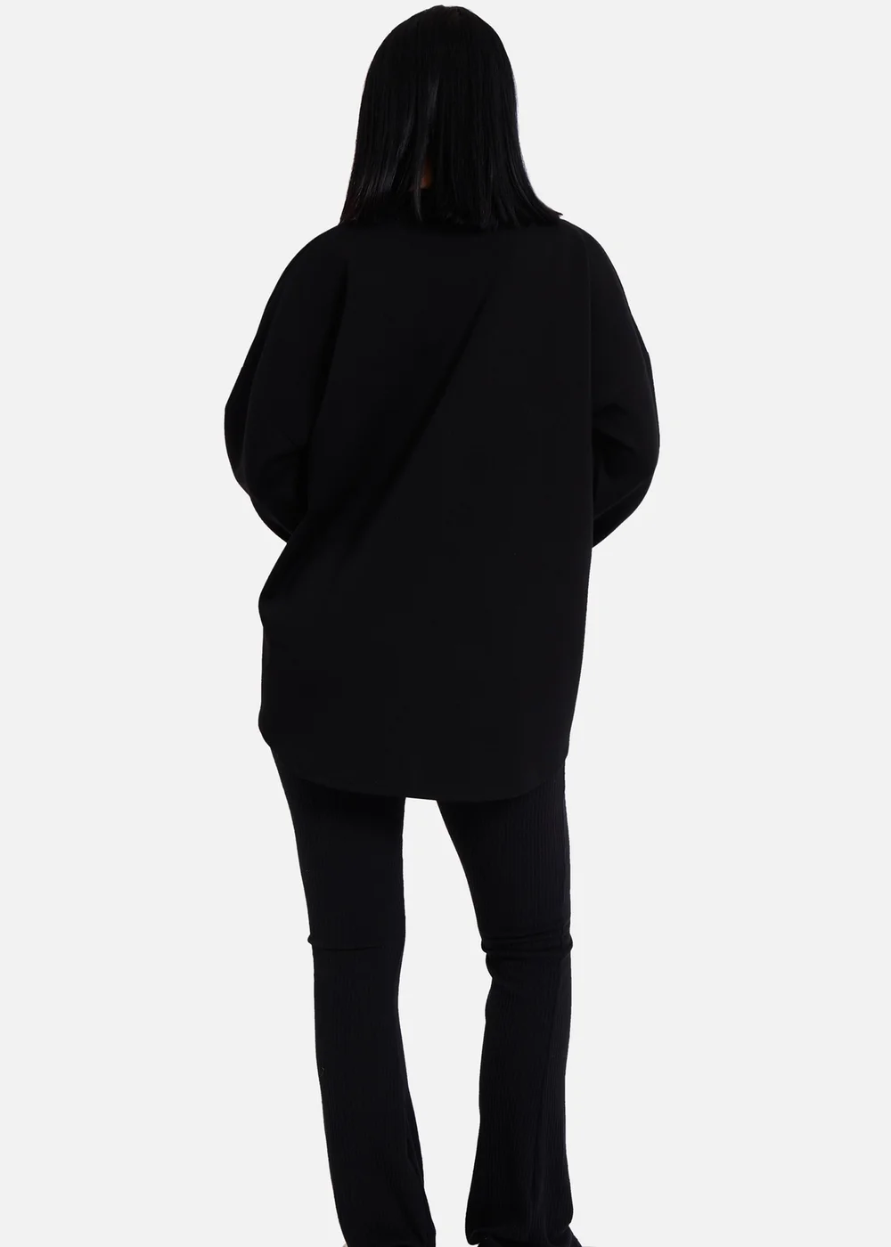 Gini London Black Side Contrast Bow Oversized Jumper Top - L/XL Image 2