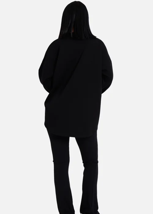 Gini London Black Side Contrast Bow Oversized Jumper Top - L/XL Image 2
