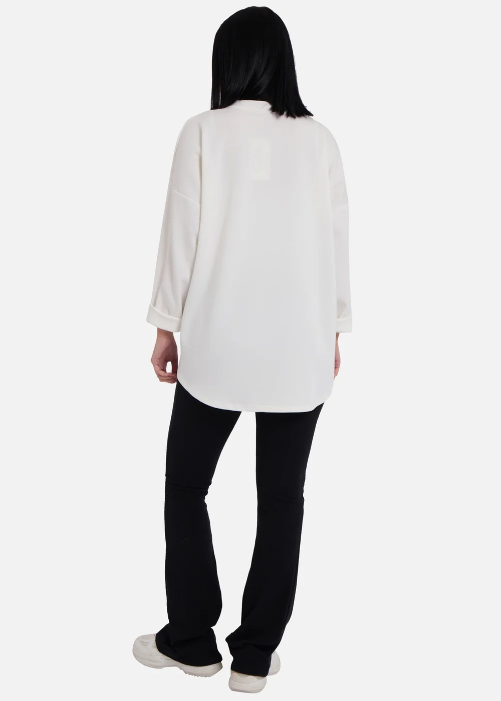 Gini London Cream Side Contrast Bow Oversized Jumper Top - S/M Image 2