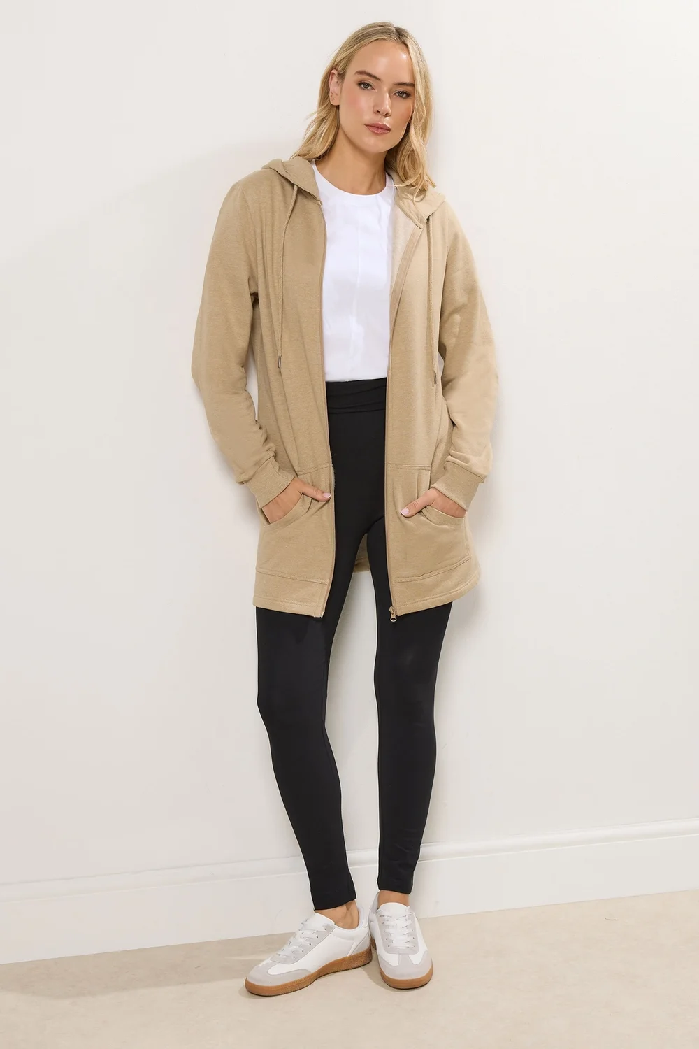 Long Tall Sally Natural Brown Cotton Longline Hoodie - 8 Image 2