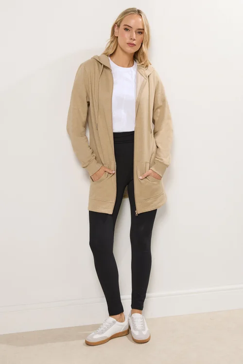 Long Tall Sally Natural Brown Cotton Longline Hoodie - 8 Image 2