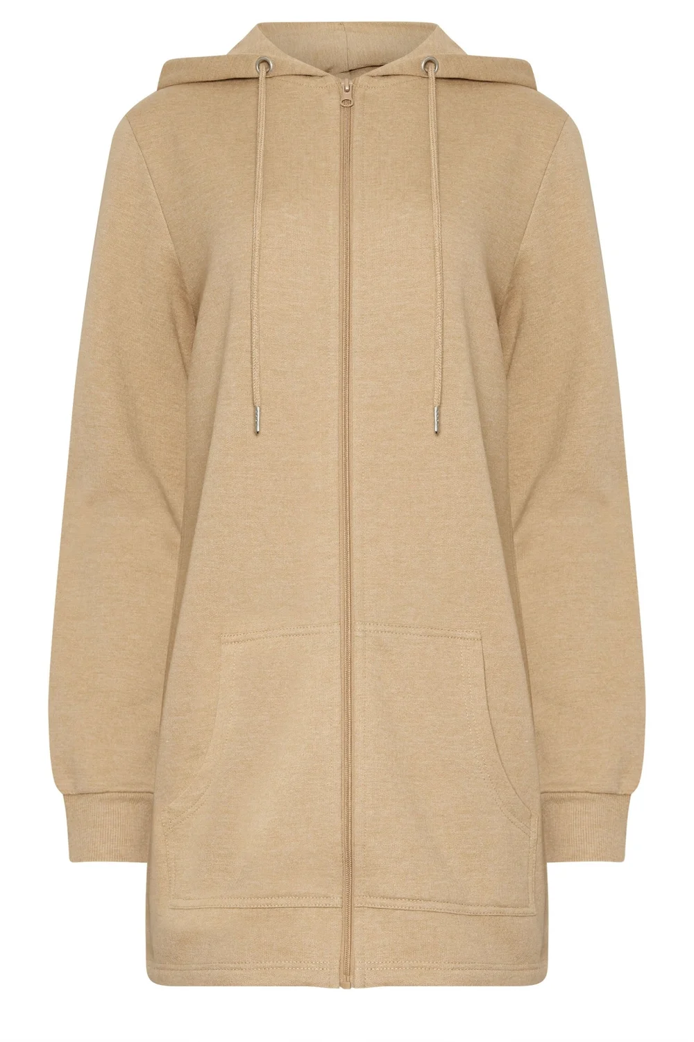 Long Tall Sally Natural Brown Cotton Longline Hoodie - 8 Image 5