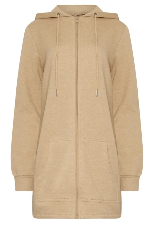 Long Tall Sally Natural Brown Cotton Longline Hoodie - 8 Image 5