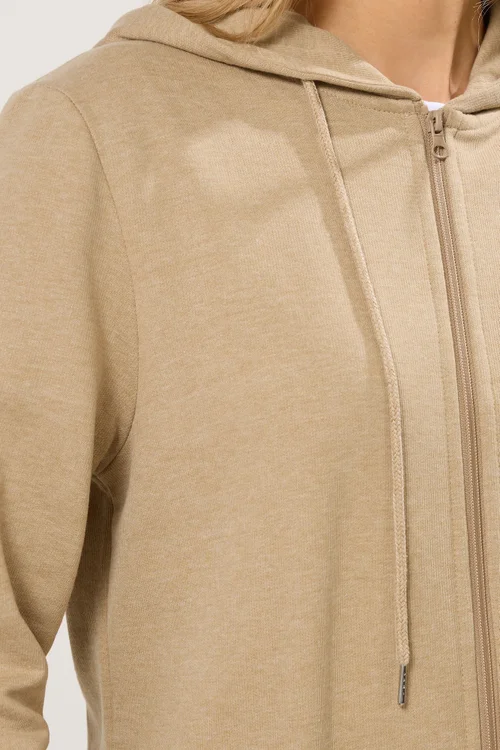 Long Tall Sally Natural Brown Cotton Longline Hoodie - 8 Image 4