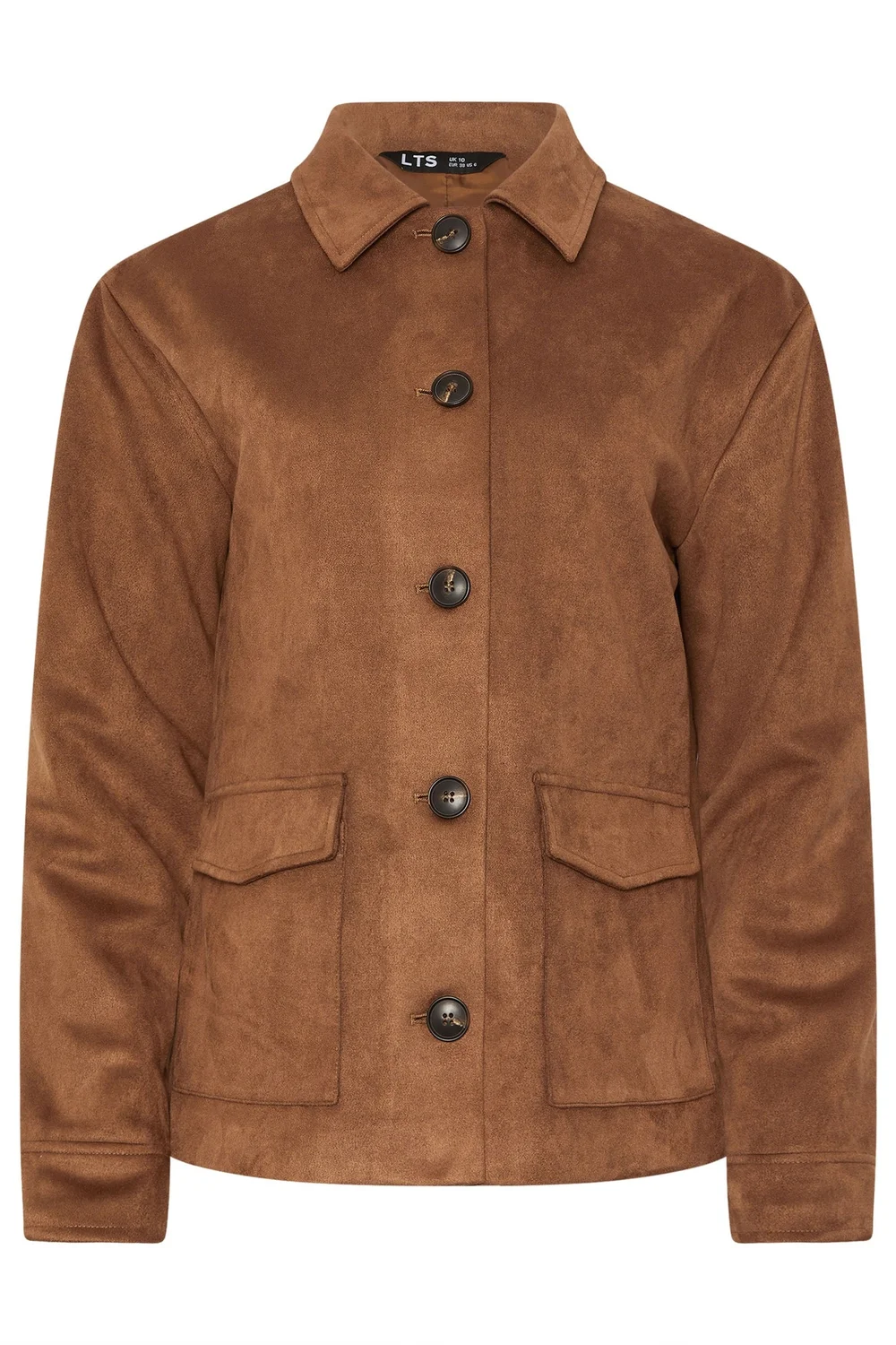Long Tall Sally Natural Brown Faux Suede Trucker Jacket - 18 Image 5