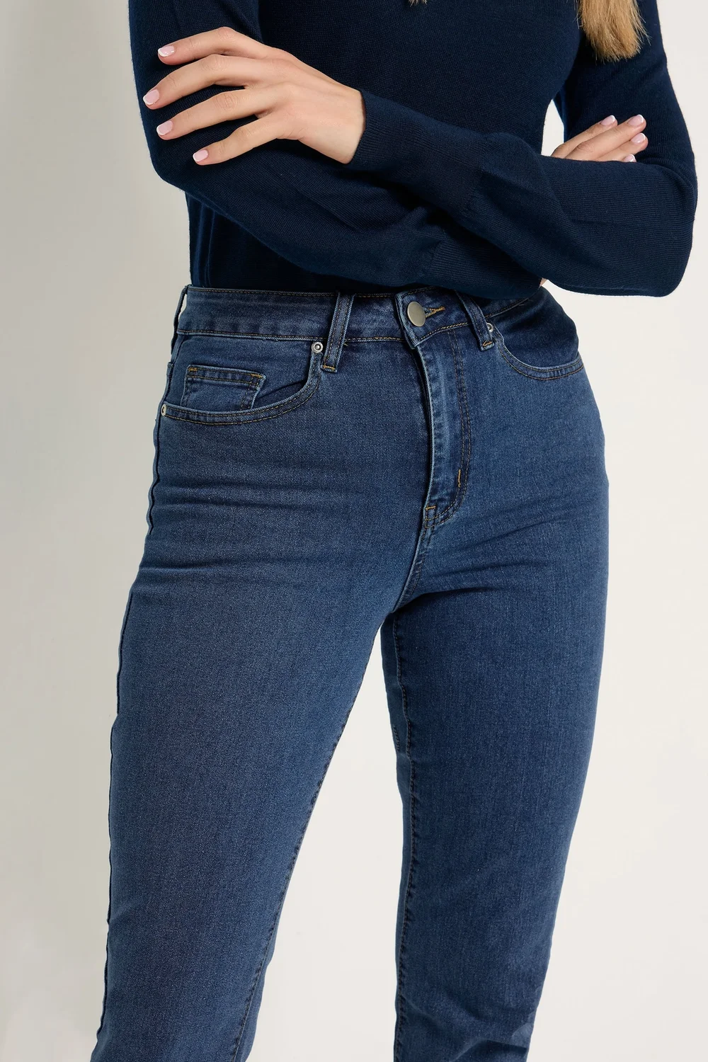 Long Tall Sally Dark Blue Stretch Straight Leg Jeans - 20/L36 Image 5