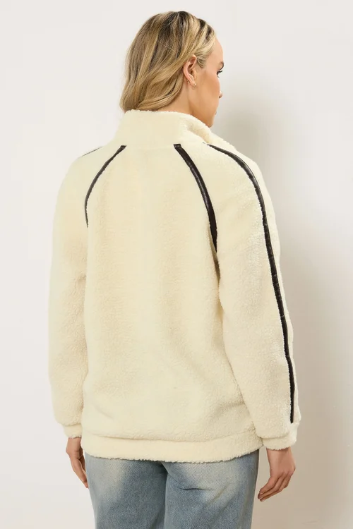 Long Tall Sally Ivory White Tape Detail Fleece Jacket - 14 Image 3