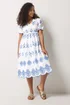 M&Co White & Blue Embroidered Midi Dress - 20 Image 3