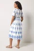 M&Co White & Blue Embroidered Midi Dress - 20 Image 4