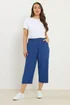 Yours Curve Cobalt Blue Cool Cotton Cropped Trousers - 22-24 Image 2