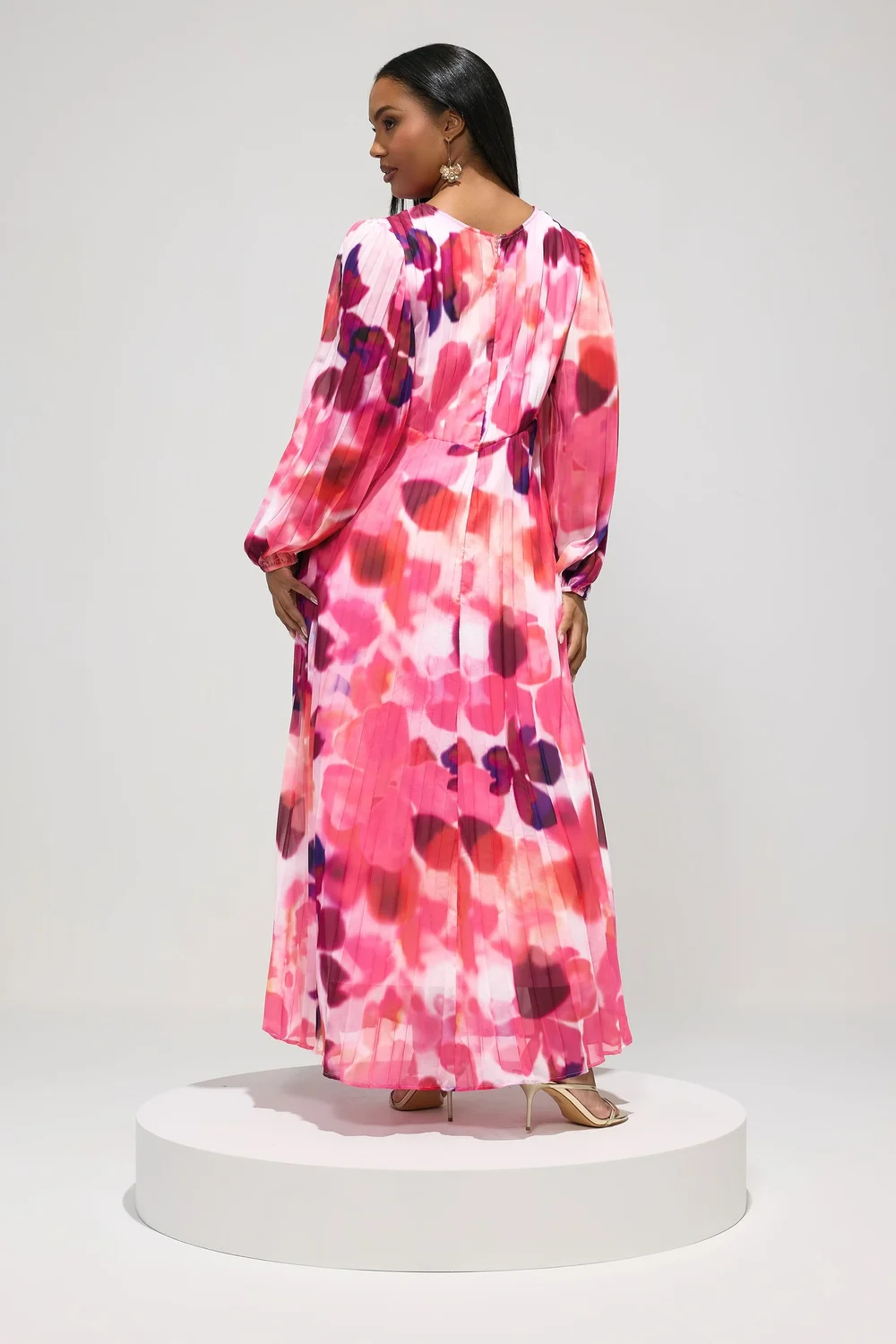 Yours London Curve Pink Abstract Pleated Dress - 16 Image 4