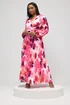 Yours London Curve Pink Abstract Pleated Dress - 16 Image 2