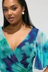 Yours London Curve Mint Green Blurred Abstract Mesh Dress - 22 Image 4