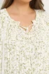 Yours Curve Ivory White Leaf Print Tie Neck Top - Size 22-24 Image 4