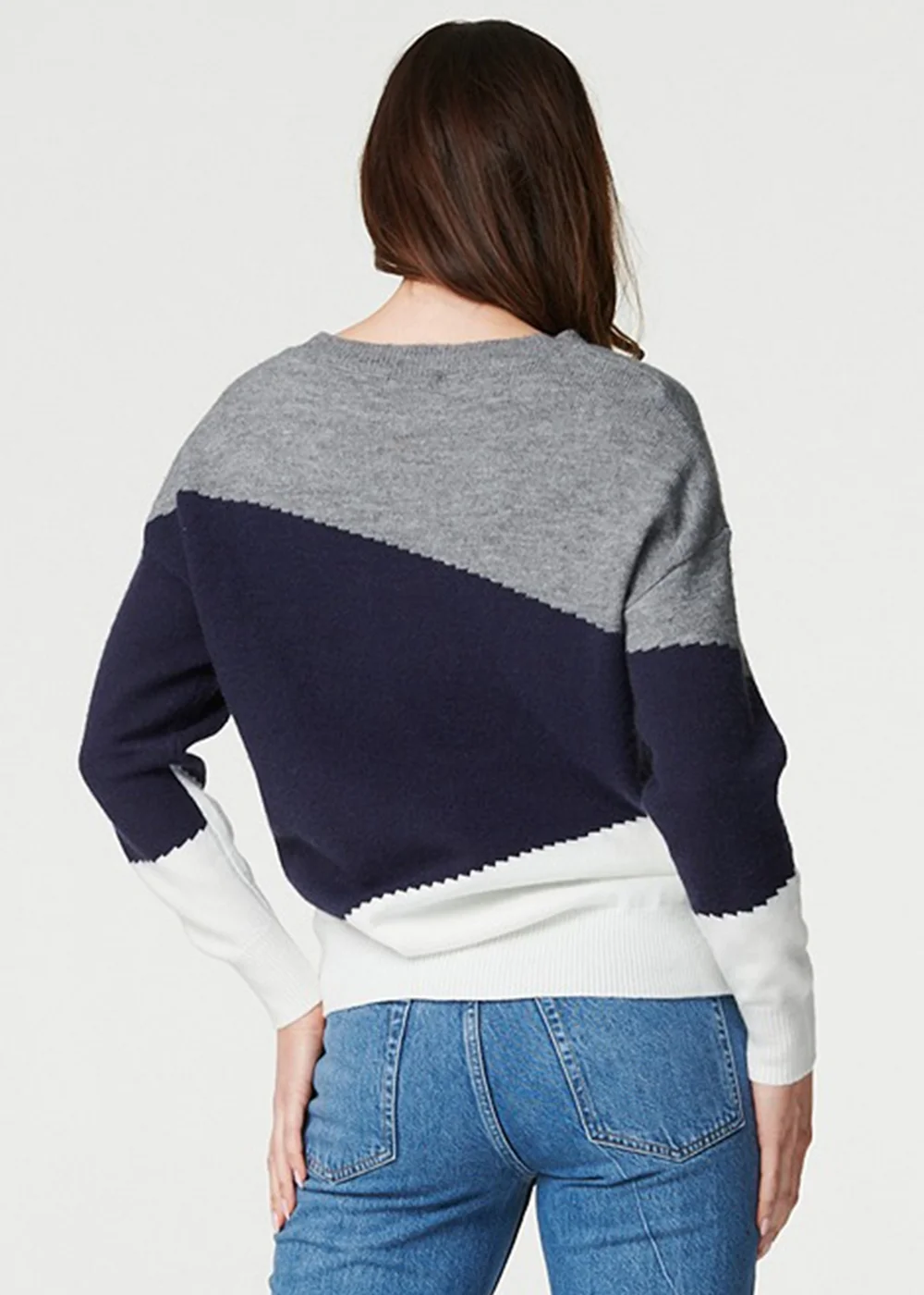 Izabel London Navy Colour Block Relaxed Knit Sweater - 14 Image 2