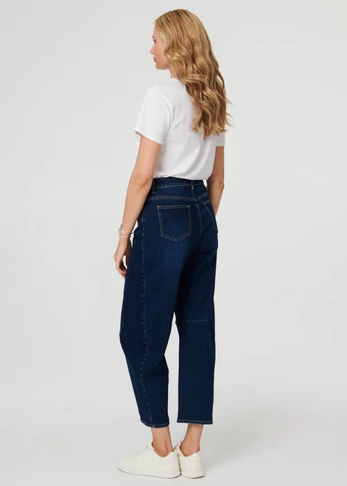 Izabel London Blue High Waist Cropped Barrel Leg Jeans - 8 Image 2