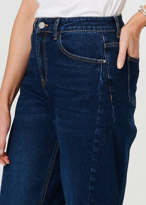 Izabel London Blue High Waist Cropped Barrel Leg Jeans - 8 Image 3