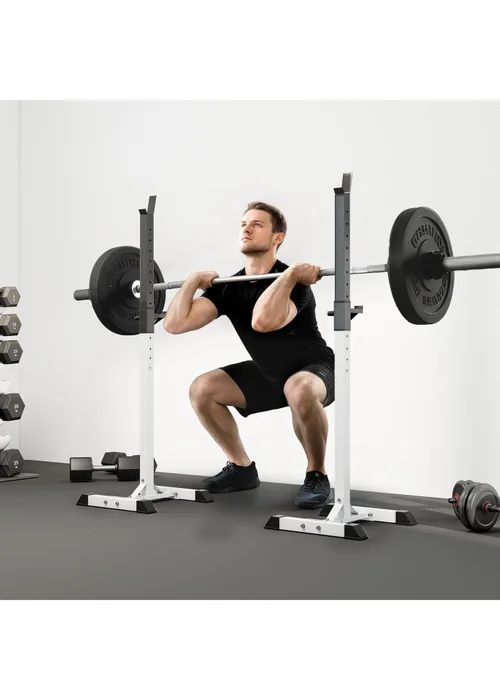 HOMCOM Power Rack Weight Stand Bar Barbell Squat Stand Spotter for Home Workout - One Size Image 1