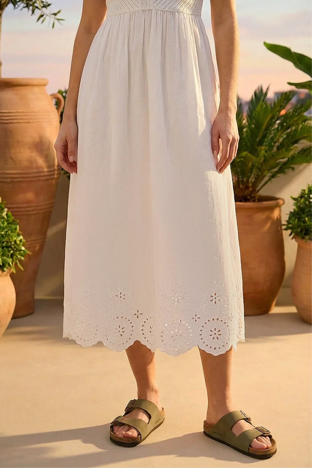 Roman White Crochet Strappy Midi Dress - 18 Image 4