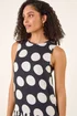Roman Navy Spot Print Pleated A-Line Dress - 20 Image 3