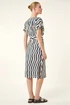 Roman Navy Wave Print Belted Midi Dress - 16 Image 3