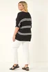 Roman Black Curve Stripe V-Neck Knit Jumper - Size 22-24 Image 3