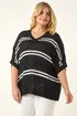 Roman Black Curve Stripe V-Neck Knit Jumper - Size 22-24 Image 4