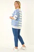 Roman Blue Curve Stripe Knit Jumper - Size 26-28 Image 3