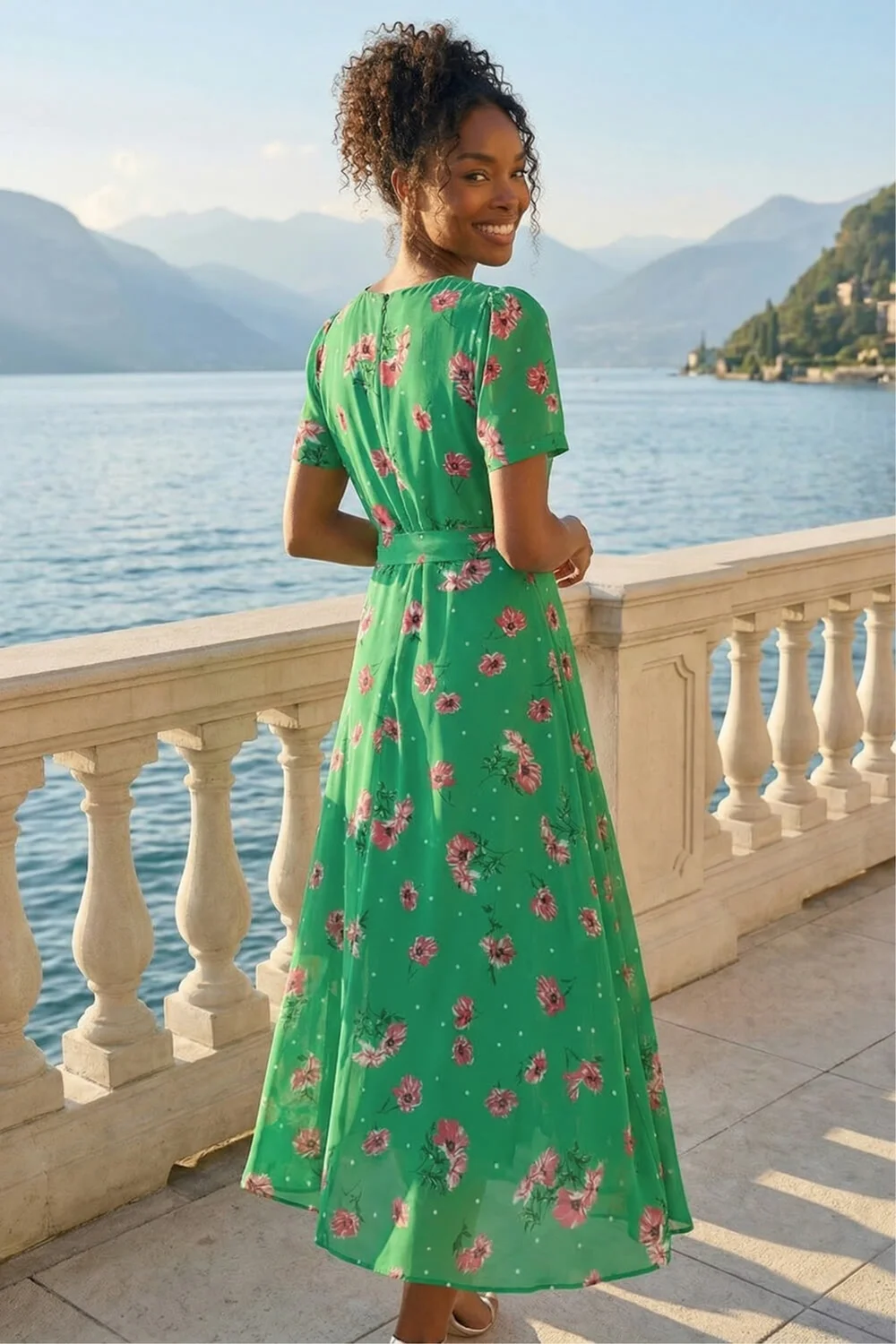 Roman Green Floral Chiffon Pleated Dress - 20 | Matalan Roman Green Floral Chiffon Pleated Dress - 20 | Matalan