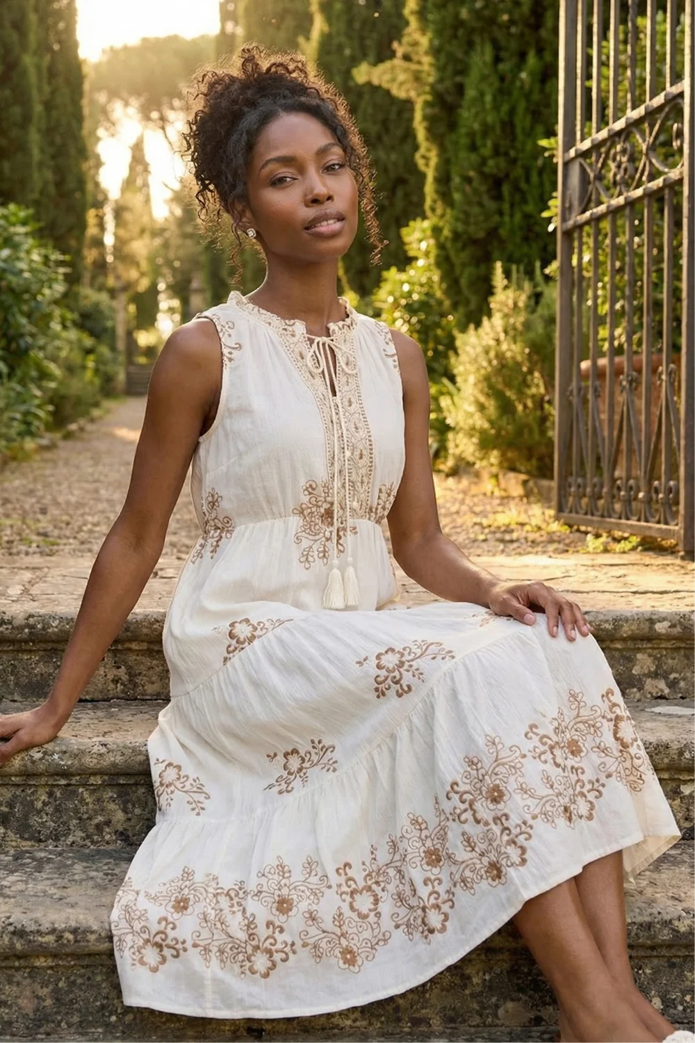 Roman Ivory Floral Print Tiered Maxi Dress - One Size | Matalan Roman Ivory Floral Print Tiered Maxi Dress - One Size | Matalan