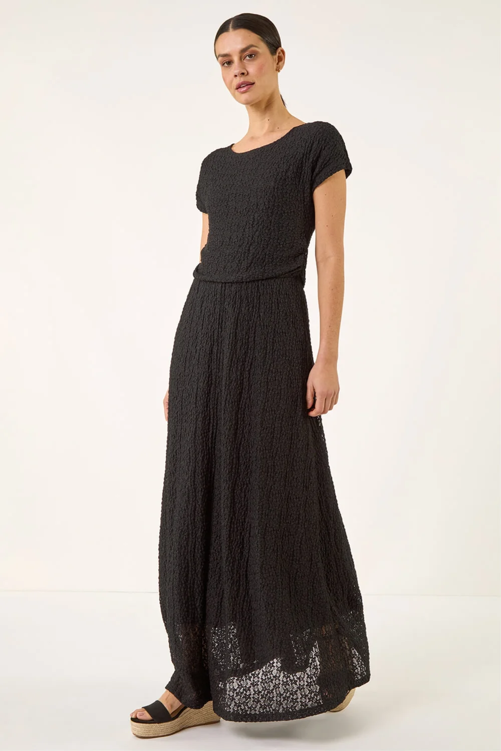 Roman Black Textured Floral Lace Maxi Dress - 16 | Matalan Roman Black Textured Floral Lace Maxi Dress - 16 | Matalan
