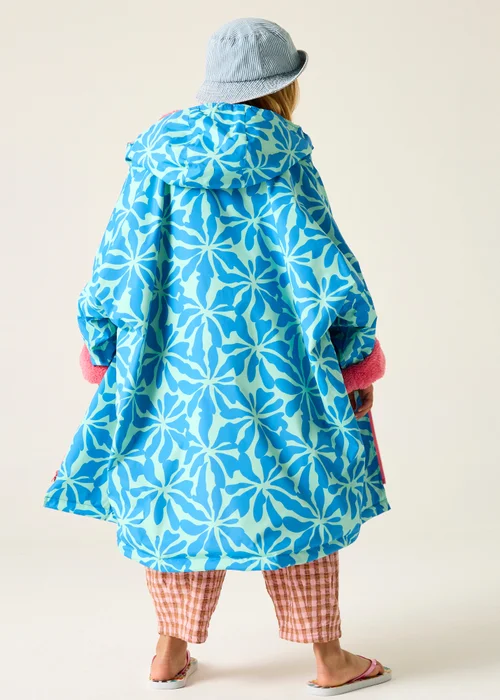 Regatta Blue Floral Pink Lemonade Junior Waterproof Robe with Hydrafort Technology (3-13 Years) - 3-5 Image 2