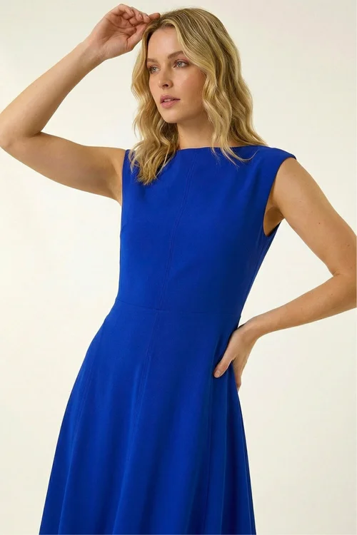 Roman Royal Blue Fit & Flare Midi Dress - 20 Image 4