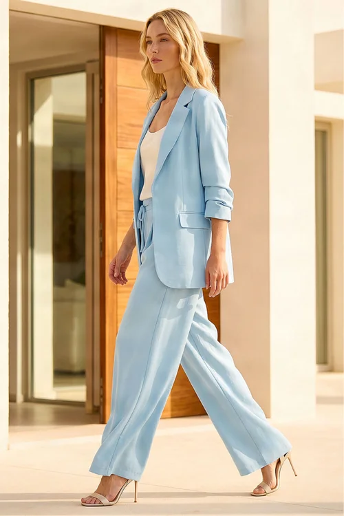 Roman Light Blue Lightweight Relaxed Blazer - 12 Image 2
