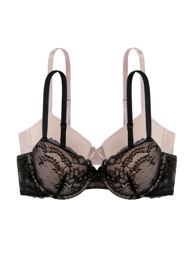 Dorina Demi Black/Blush Chloe Light Padded 2 Pack