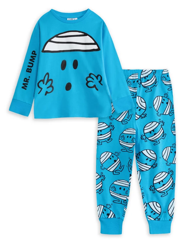 Vanilla Undergroud Mr. Men & Little Miss Boys Blue Mr Bump Long Pyjama Set (2-8 Years)