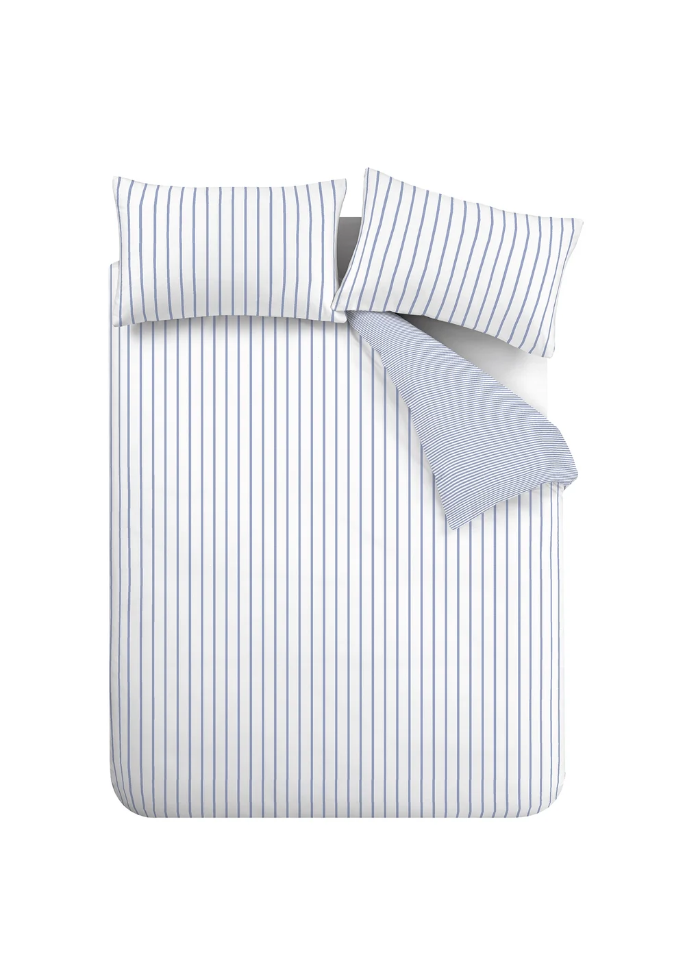 Bianca Fine Linens Hampton Stripe 200 Thread Count Cotton Reversible Duvet Cover Set Blue - Single Image 6
