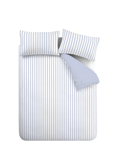 Bianca Fine Linens Hampton Stripe 200 Thread Count Cotton Reversible Duvet Cover Set Blue - Single Image 6