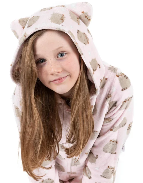 Vanilla Underground Pusheen Girls Pink All-Over Print With Novelty Ears Onesie (9-14 Years) - Age 13-14 Years Image 2