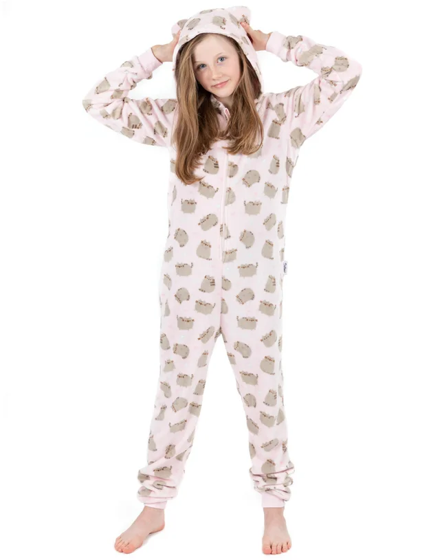 Vanilla Underground Pusheen Girls Pink All-Over Print With Novelty Ears Onesie (9-14 Years)