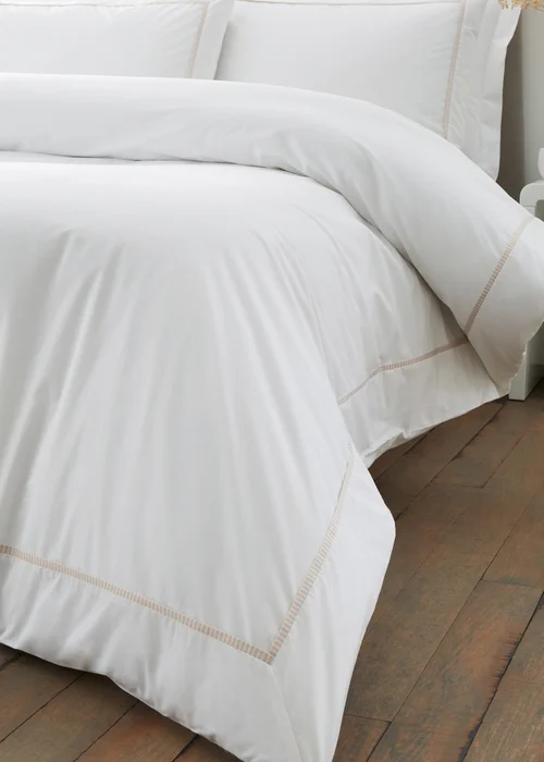 Bianca Fine Linens Contrast Trim 200 Thread Count Cotton Duvet Cover Set Natural - Single Image 4