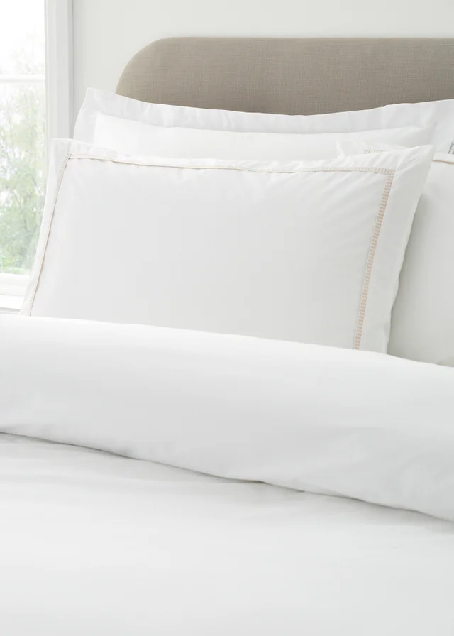 Bianca Fine Linens Contrast Trim 200 Thread Count Cotton Duvet Cover Set Natural