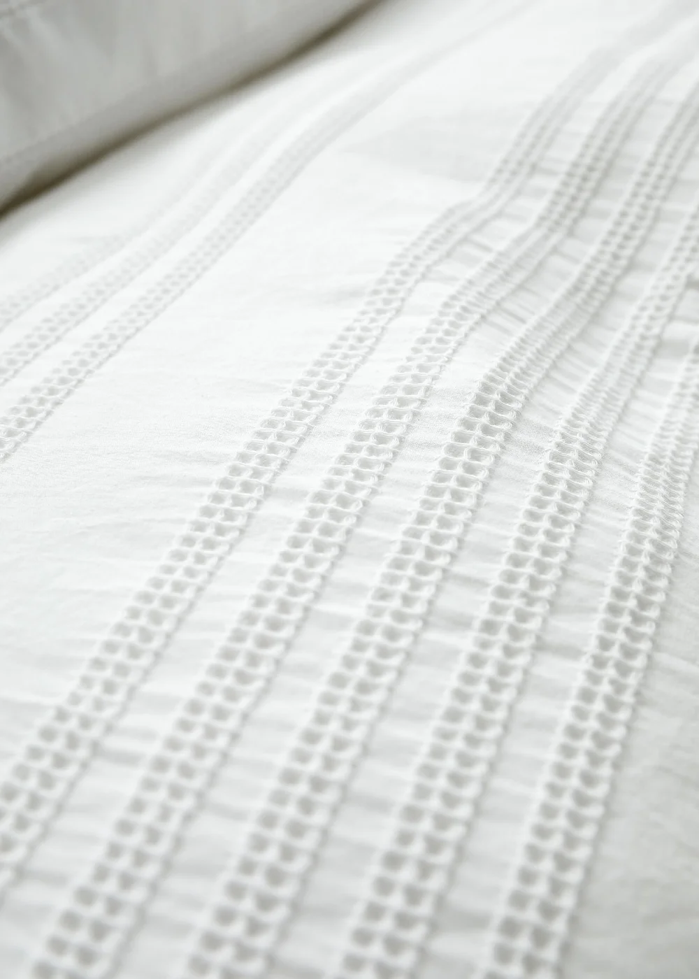 Bianca Fine Linens Waffle Cotton Stripe Duvet Cover Set White - Single Image 5