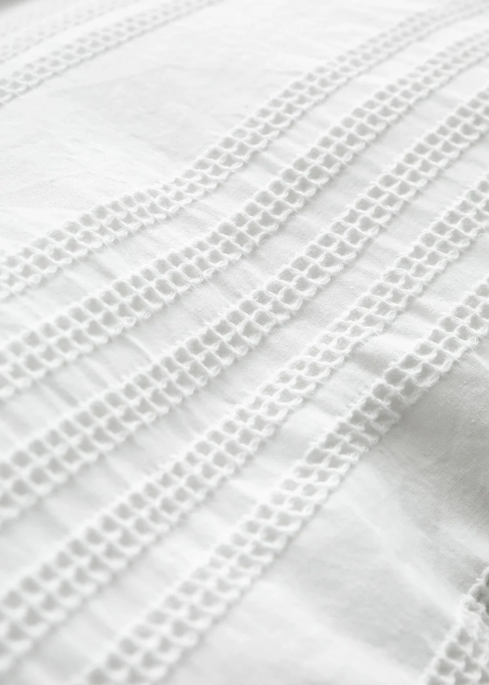 Bianca Fine Linens Waffle Cotton Stripe Duvet Cover Set White - Single Image 4